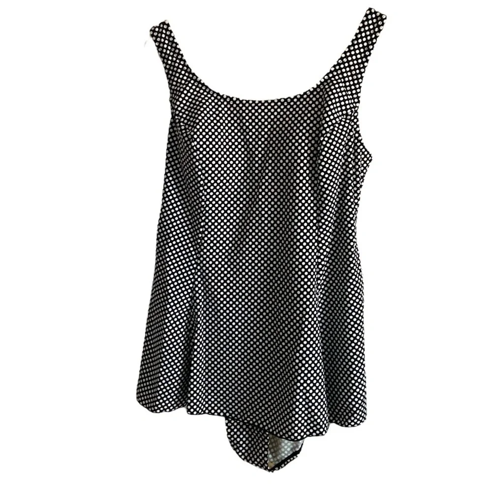 Vintage Shore Shapes Black & White Polka Dotted One Piece Swimsuit Plus Size 18